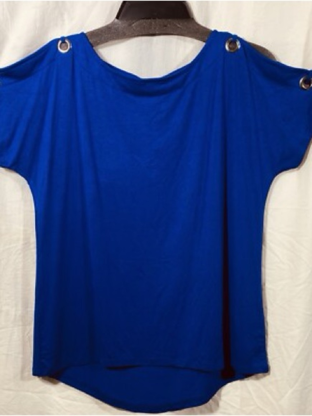 Cable & Gauge Royal Blue Grommet Detail Short Sleeve Top